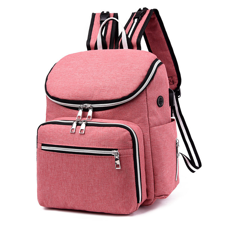 Pink Zip Solid Color Nappy Bag