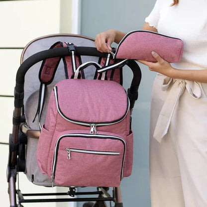 Pink Zip Solid Color Nappy Bag