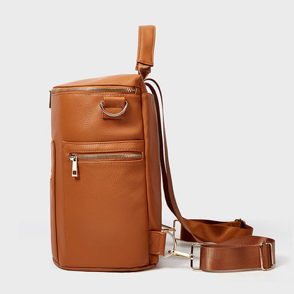 Brown Cross-Border PU Mommy Backpack